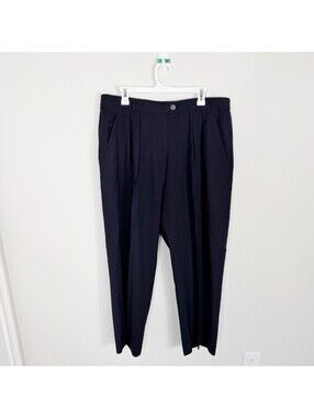 Vintage Rena Rowan Pants Womens Worsted Wool Pleated Lined Navy Blue Size 18